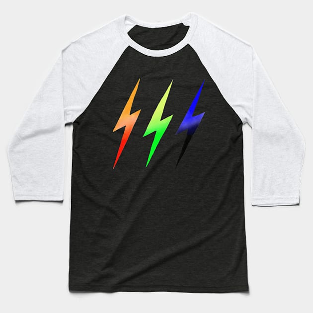 Three Lightning Bolts Baseball T-Shirt by noranovak